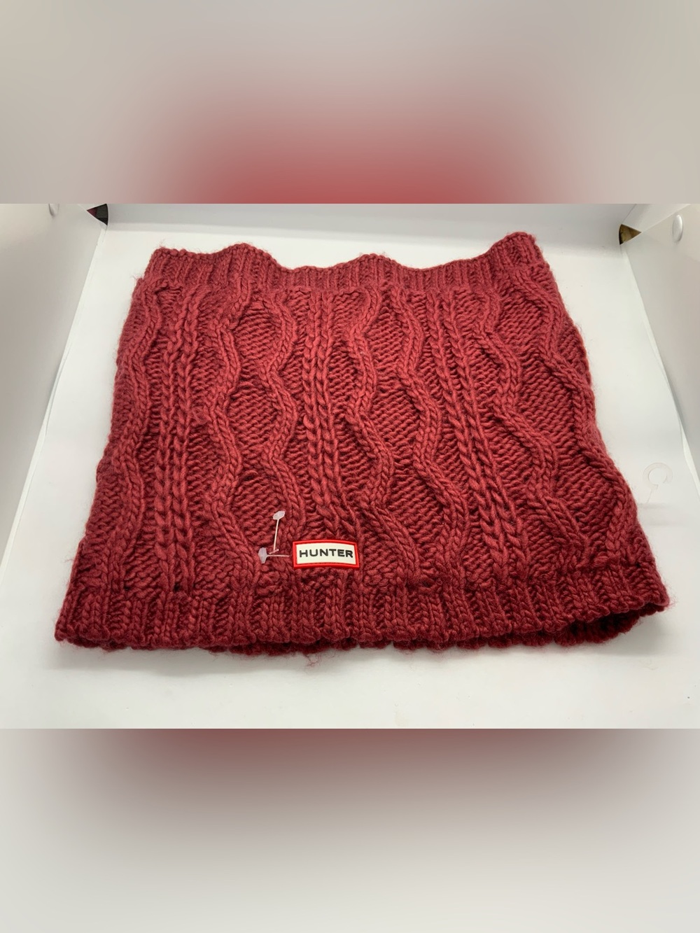 Hunter Cable-Knit Turtleneck in Deep Red